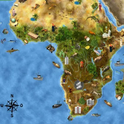 Man sieht eine Karte von Afrika.