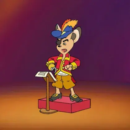 Man sieht den Auditorix-Fuchs verkleidet als Pirat.
