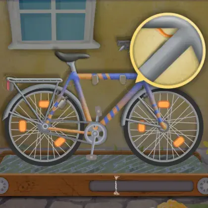 Illustriertes Fahrrad, ein Teil ist hervorgehoben.