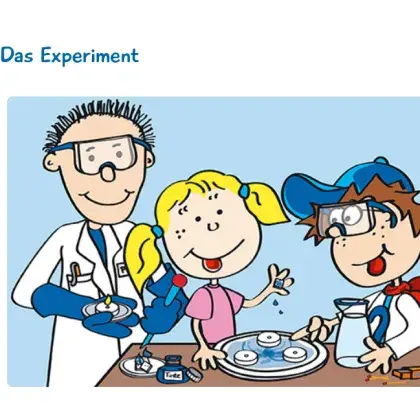 Illustration von zwei Kindern und einem Mann in weißem Kittel