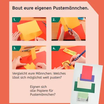 Man sieht eine Bastelanleitung zum Pustemädchen.