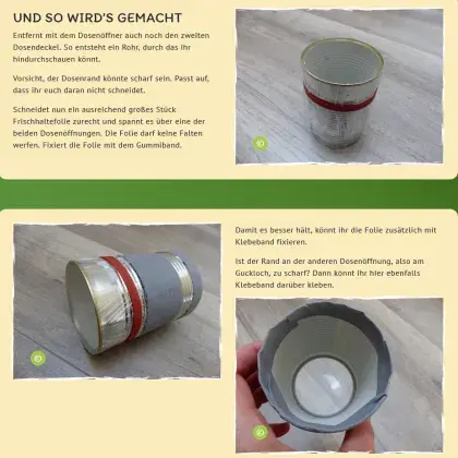 Man sieht ein gebasteltes Rohr.