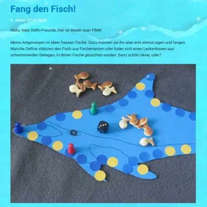 Brettspiel in Delfinform