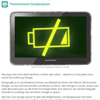 Energiesparen im Internet-ABC