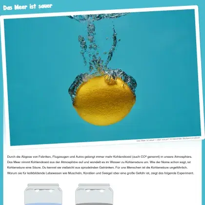 Man sieht eine Zitrone in Wasser.