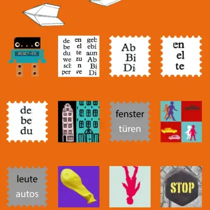 Quadrate mit Zeichnungen