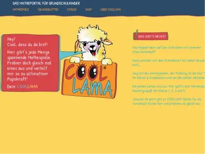 Man sieht die Website.