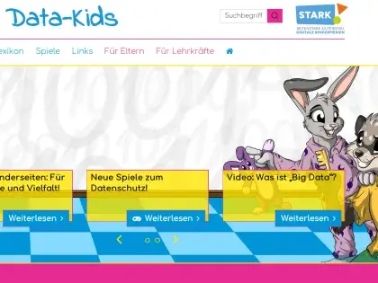 Man sieht die Website.