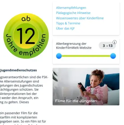 Man sieht einen Text und ein Logo mit FSK 12.