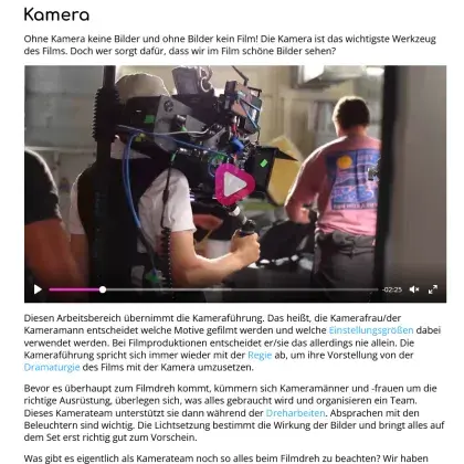 Man sieht einen Text und einen Kameramann.