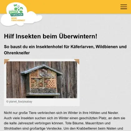 Man sieht eine Übersicht der Seite.